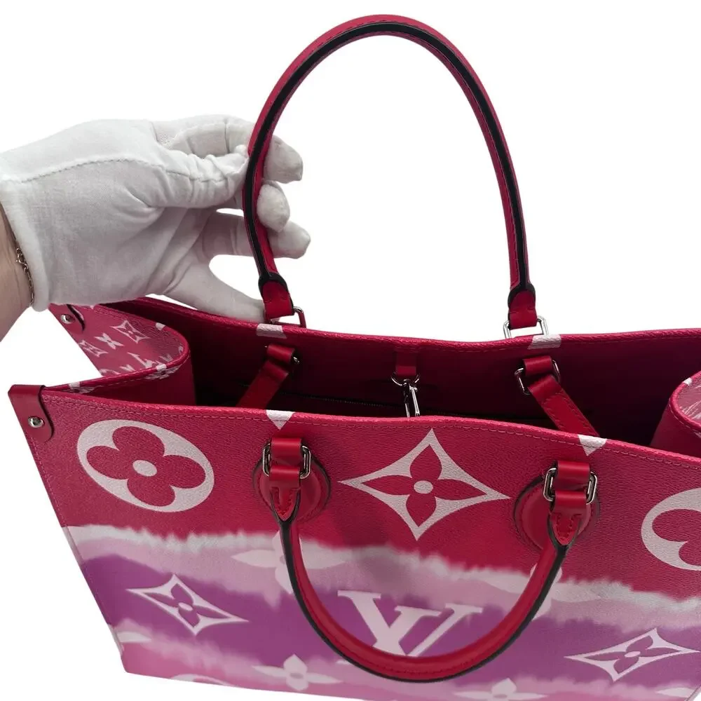 Louis Vuitton LV Monogram Escale Onthego GM Rouge Red Pink Tote Bag Full Set